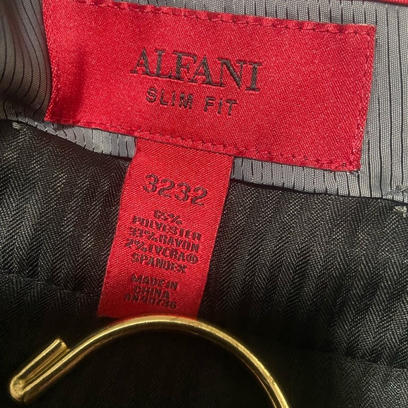 Men’s Alfani Slim Gray Three-Piece Suit with a Red Tie - Picture 7 of 9